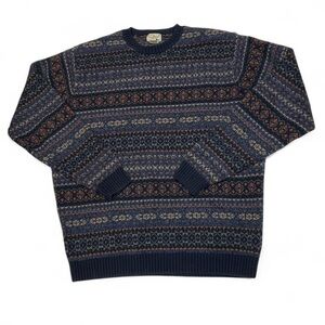 L.L. Bean Men's Multicolor Patterned Crewneck Sweater